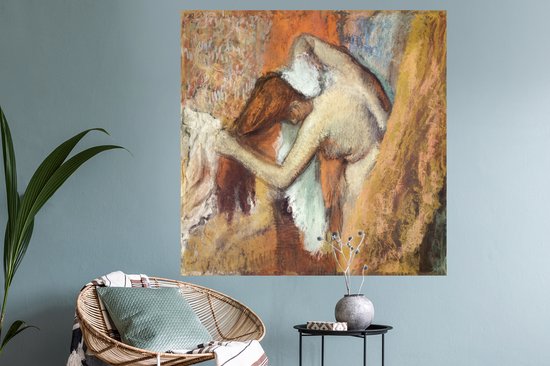 Stickers Stickers muraux - Femme s'essuyant le cou - peinture d' Edgar Degas - 120x120 cm - Feuille adhésive XXL