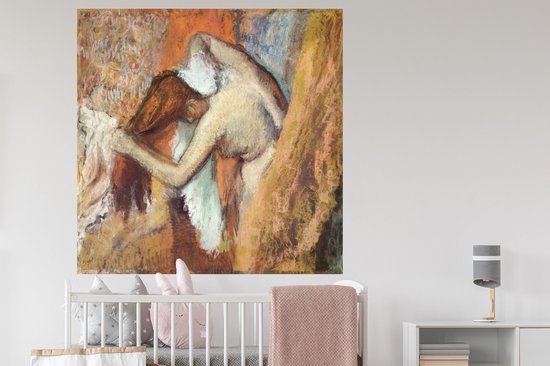 Stickers Stickers muraux - Femme s'essuyant le cou - peinture d' Edgar Degas - 120x120 cm - Feuille adhésive XXL