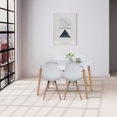 Set Eettafel 120x80 cm + 4 stoelen - Wit Gelakt - OTTO