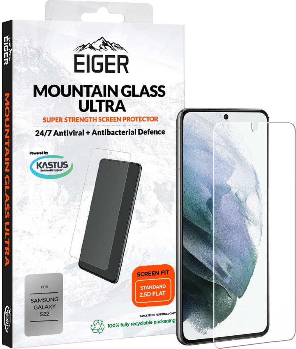 Eiger Ultra Samsung Galaxy S22 Tempered Glass Antibacterieel Plat