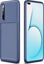 Mobigear Hoesje geschikt voor Realme X50 Telefoonhoesje Flexibel TPU | Mobigear Racing Backcover | X50 Case | Back Cover - Blauw