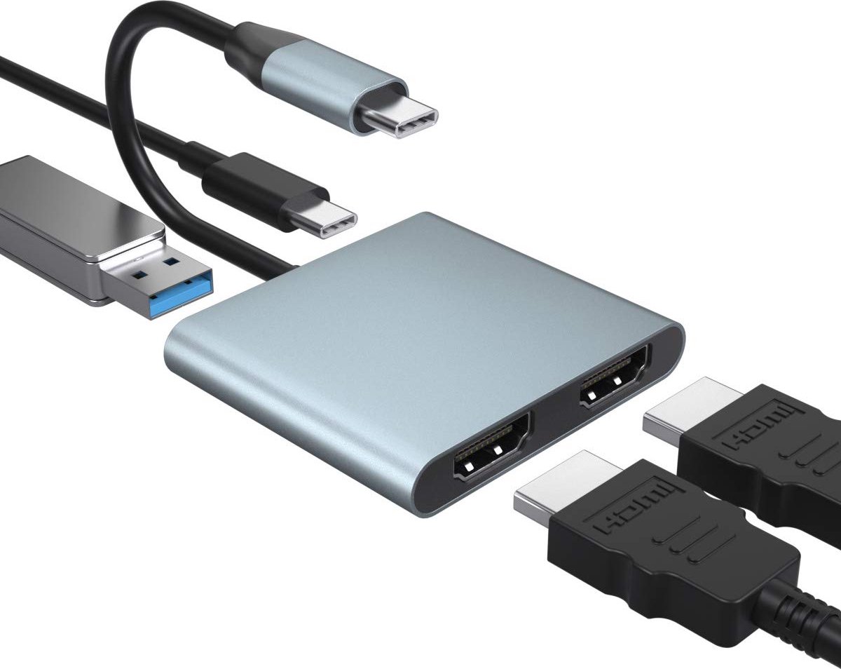 NÖRDIC DOCK-145 USB-C naar HDMI dockingstation - 4K30Hz - USB-C 60W PD - USB 3.1 - 5Gbps - Space Gray
