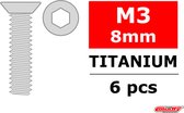 Team Corally - Titanium schroeven M3 x 8mm - Verzonkenkop binnenzeskant - 6 st