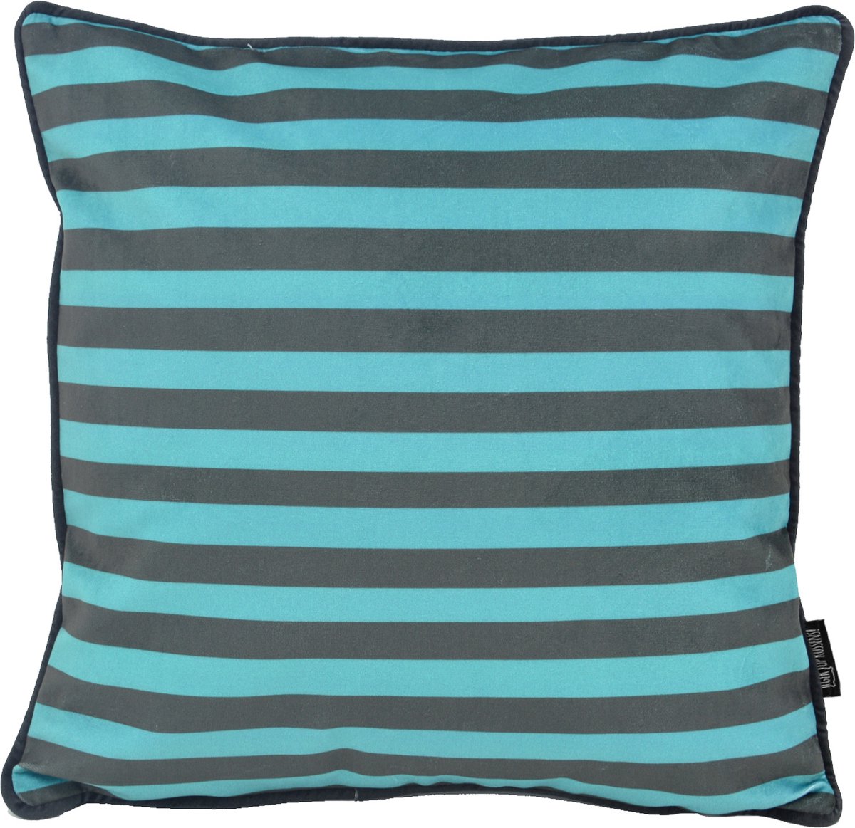 Gek op Kussens! Velvet Artistic Stripe Kussenhoes | Fluweel / Polyester | 45 x 45 cm Petrol/Zwart