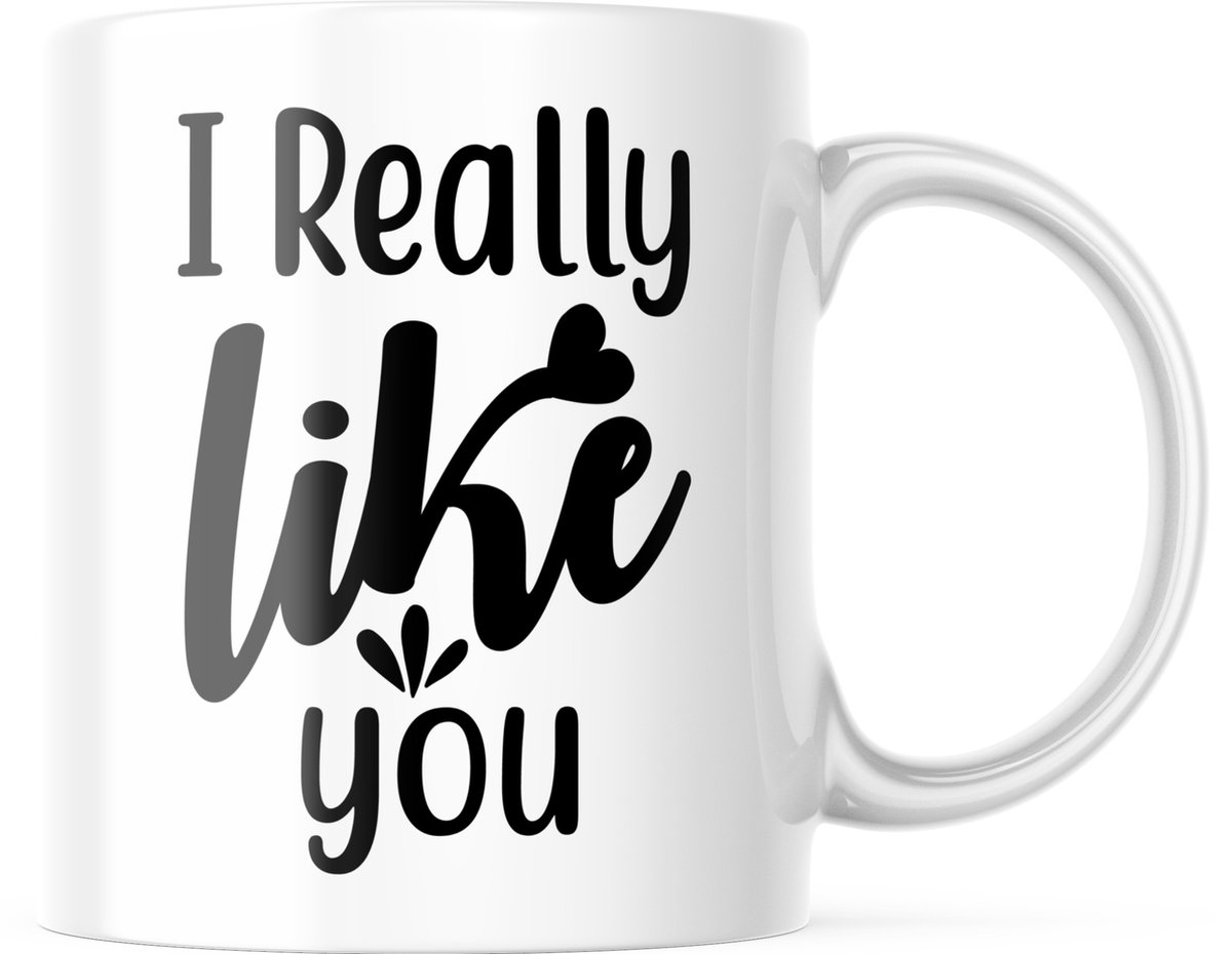 Valentijn Mok met tekst: I Really Like You | Valentijn cadeau | Valentijn decoratie | Grappige Cadeaus | Koffiemok | Koffiebeker | Theemok | Theebeker