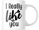 Valentijn Mok met tekst: I Really Like You | Valentijn cadeau | Valentijn decoratie | Grappige Cadeaus | Koffiemok | Koffiebeker | Theemok | Theebeker