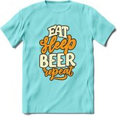 Eat Sleep Beer Repeat T-Shirt | Bier Kleding | Feest | Drank | Grappig Verjaardag Cadeau | - Licht Blauw - XL