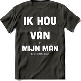 Ik Hou Van Mijn Man T-Shirt | Bier Kleding | Feest | Drank | Grappig Verjaardag Cadeau | - Donker Grijs - XL