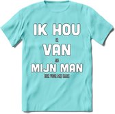 Ik Hou Van Mijn Man T-Shirt | Bier Kleding | Feest | Drank | Grappig Verjaardag Cadeau | - Licht Blauw - L