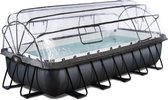 EXIT Black Leather zwembad 540x250x100cm met zandfilterpomp en overkapping en warmtepomp - zwart