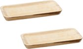 Set van 2x stuks rechthoekig kaarsenbord/kaarsenplateau hout 35 x 3 x 17 cm - Onderborden voor kaarsen op tafel