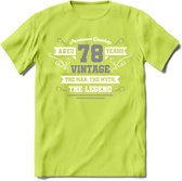 78 Jaar Legend T-Shirt | Zilver - Wit | Grappig Verjaardag en Feest Cadeau | Dames - Heren - Unisex | Kleding Kado | - Groen - XXL