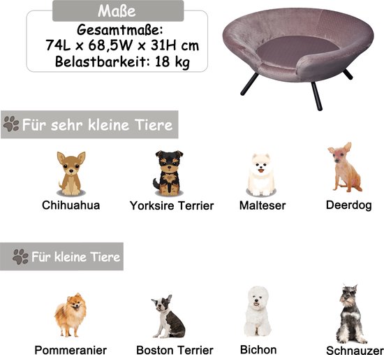 PawHut hondenbank, fluweelachtige huisdierbank, kattenbank, hondenstoel