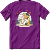 Knuffel kat Valentijn T-Shirt | Grappig Valentijnsdag Cadeautje voor Hem en Haar | Dames - Heren - Unisex | Kleding Cadeau | - Paars - XXL