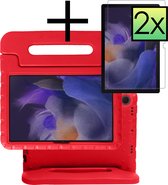 Hoesje Geschikt voor Samsung Galaxy Tab A8 Hoesje Kinderhoes Shockproof Hoes Kids Case Met 2x Screenprotector - Rood