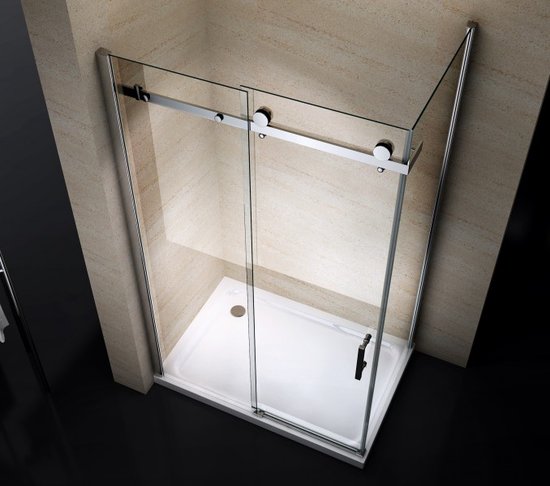 Entrée d'angle Cabine de douche Porte coulissante 800x1200x1950mm Nano (anti-calcaire) Revêtement 8mm Verre de sécurité Profil chromé Easy Clean