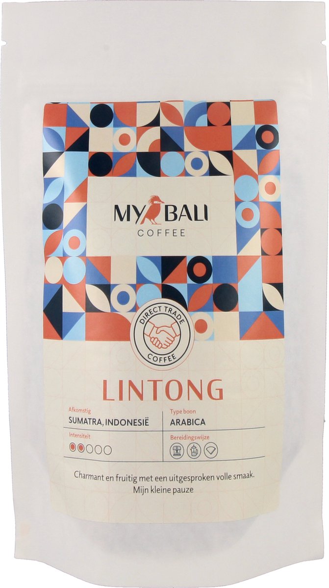 MyBali Coffee, Lintong, 250 gr, (H)eerlijke Indonesische koffie. Direct Trade. Sumatra 100% Arabica, Charmant en fruitig met uit uitgesproken volle smaak. Indonesië.