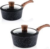 Westinghouse Black Marble Wood Pannenset - Steelpan 18 cm + Steelpan 20 cm - Zwart