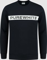 Purewhite -  Heren Slim Fit   Sweater  - Blauw - Maat L