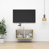 Decoways - Tv-wandmeubel 37x37x72 cm spaanplaat sonoma eikenkleurig en wit