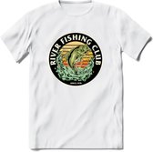 Fishing Club - Vissen T-Shirt | Beige | Grappig Verjaardag Vis Hobby Cadeau Shirt | Dames - Heren - Unisex | Tshirt Hengelsport Kleding Kado - Wit - XXL