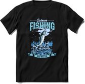 Fishing - Vissen T-Shirt | Grappig Verjaardag Vis Hobby Cadeau Shirt | Dames - Heren - Unisex | Tshirt Hengelsport Kleding Kado - Zwart - S