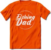 Fishing Dad - Vissen T-Shirt | Rood | Grappig Verjaardag Vis Hobby Cadeau Shirt | Dames - Heren - Unisex | Tshirt Hengelsport Kleding Kado - Oranje - 3XL