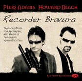 Piers Adams en Howard Beach met 'Recorder Bravura' albumhoes. Twee mannen met zonnebrillen, één draagt een blokfluit.