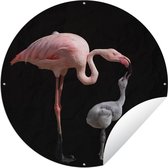 Cercle de jardin Flamingo mère avec enfant - 120x120 cm - Affiche de jardin ronde - Extérieur - XXL