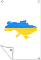 Muurdecoratie Landkaart met vlag Oekraïne - 120x180 cm - Tuinposter - Tuindoek - Buitenposter