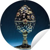Tuincirkel Zwart gouden Faberge ei - 120x120 cm - Ronde Tuinposter - Buiten XXL / Groot formaat!