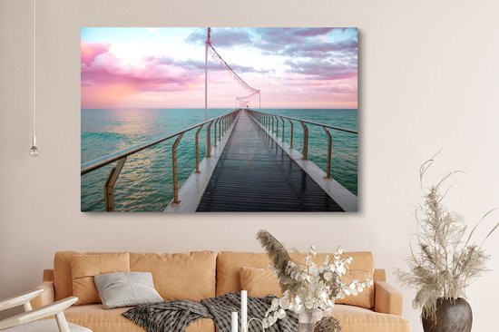 Tableau sur toile Coucher de soleil catalan au bord de la mer en Espagne - 180x120 cm - Décoration murale XXL