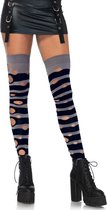 Distressed striped thigh highs