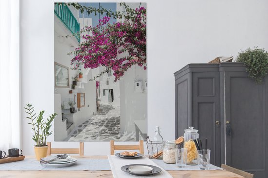 Toile Peinture Wit - Route - Grèce - 120x180 cm - Décoration murale XXL