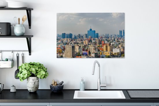 Toile Peinture Skyline - Mexique - Amérique - 90x60 cm - Décoration murale
