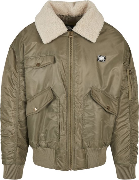 Southpole - Pilot Sherpa collar Bomber jacket - S - Groen/Bruin