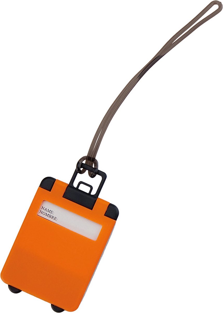 Bol.com Kofferlabel - 9,5 cm - Reiskoffer reisaccessoires - oranje - beschrijfbaar aanbieding
