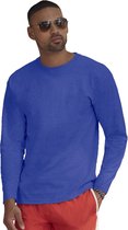 Basic shirt lange mouwen/longsleeve blauw voor heren - Herenkleding blauwe shirts XL (42/54)