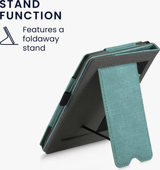kwmobile hoes voor e-reader geschikt voor Kobo Aura Edition 2 - Cover met standaard in mintgroen / donkergrijs - Kunstleer van Merkloos — afbeelding 5