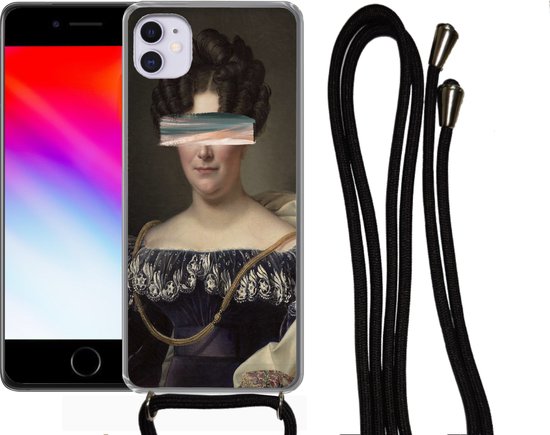 Coque avec cordon iPhone 12 - Peinture - Peinture - Arc-en-ciel - Siliconen - Bandoulière - Coque arrière avec cordon - Coque pour téléphone avec cordon - Coque avec corde