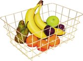 Fruitschaal/fruitmand middelgroot staaldraad goud 30 x 21 cm - Keuken mandjes voor groente en fruit