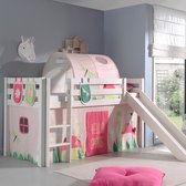 Halfhoogslaper met glijbaan Astrid met bedtent, -tunnel & opbergzakjes Spring - wit