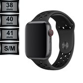 Compatible Apple Watch Bandje - Silicone Sportbandje Nike Look - Apple Watch Series 1/2/3/4/5/6/SE/7/8 - 38/40/41mm S/M - Antraciet / Zwart