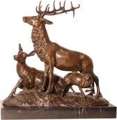 Bronzen sculptuur - Familie herten - Dierenrijk sculptuur - 39,5 cm hoog