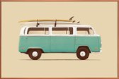 JUNIQE - Poster met kunststof lijst Blauwe bestelwagen -13x18 /Blauw &
