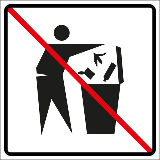 Panneau " Geen de poubelle" - plastique 200 x 200 mm | bol.