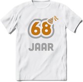 68 Jaar Feest T-Shirt | Goud - Zilver | Grappig Verjaardag Cadeau Shirt | Dames - Heren - Unisex | Tshirt Kleding Kado | - Wit - M