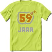 59 Jaar Feest T-Shirt | Goud - Zilver | Grappig Verjaardag Cadeau Shirt | Dames - Heren - Unisex | Tshirt Kleding Kado | - Groen - XL