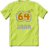 64 Jaar Feest T-Shirt | Goud - Zilver | Grappig Verjaardag Cadeau Shirt | Dames - Heren - Unisex | Tshirt Kleding Kado | - Groen - XL