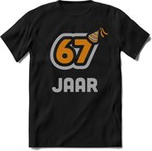 67 Jaar Feest T-Shirt | Goud - Zilver | Grappig Verjaardag Cadeau Shirt | Dames - Heren - Unisex | Tshirt Kleding Kado | - Zwart - 3XL